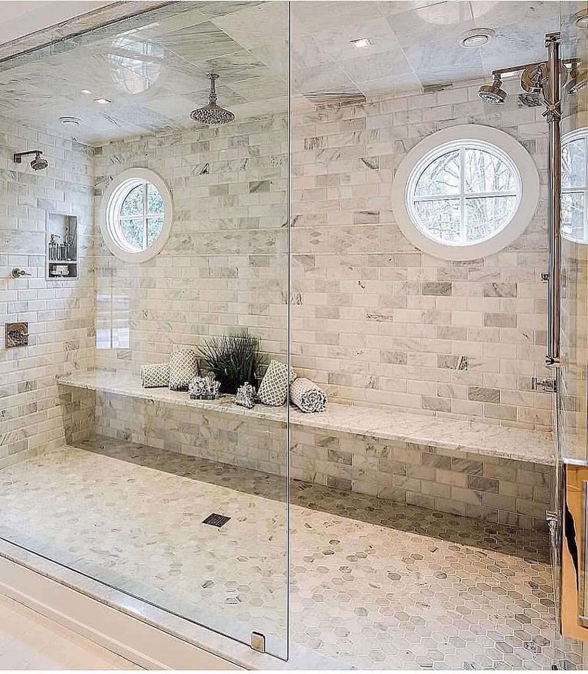 A Long Bench for Two Showers