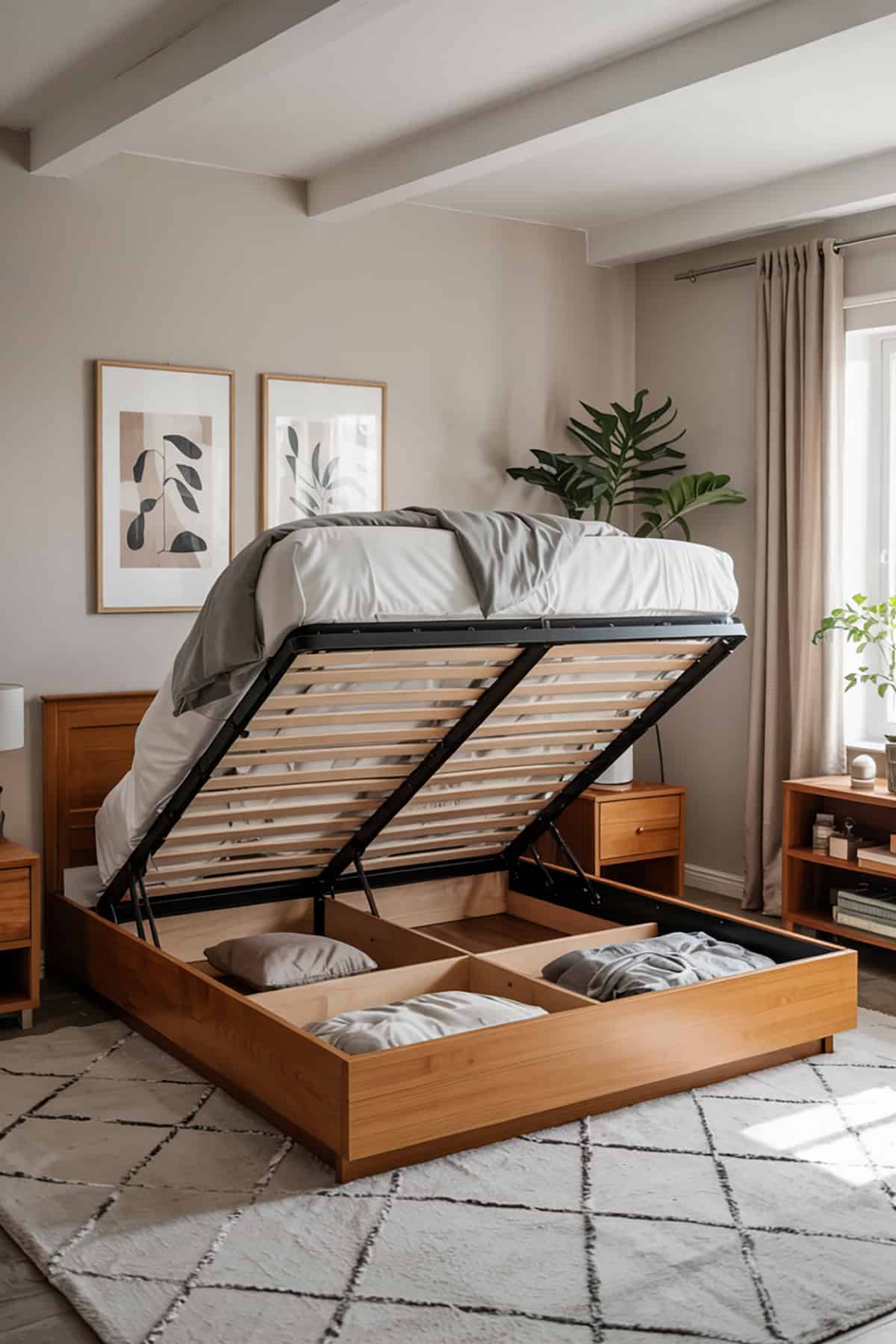 Bed With Lift Up Hydraulic Storage