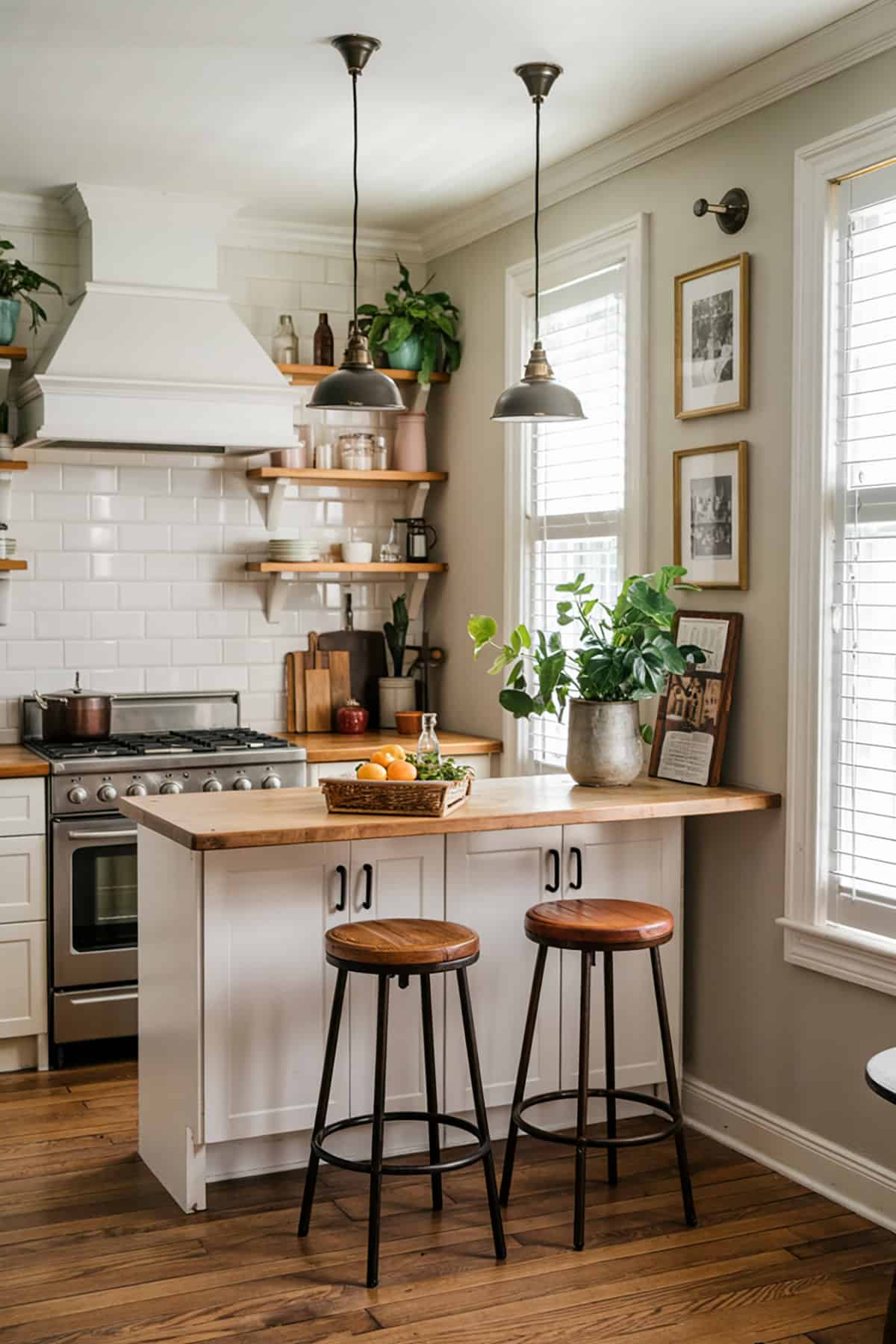 Bistro Style Seating in a Narrow Kitchen
