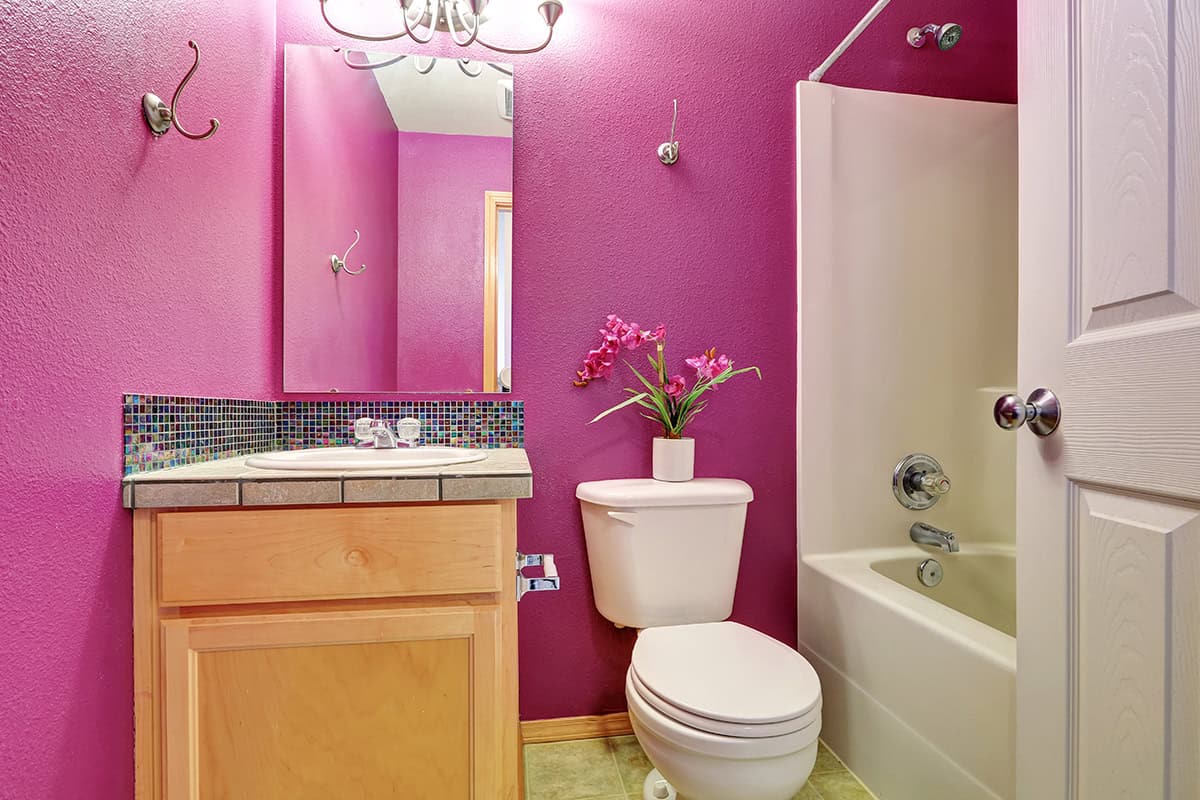 Bold Pink Walls With Mosaic Details