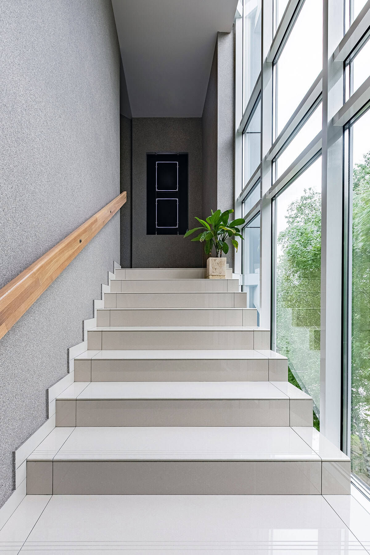 Bright Stair Landing with Window Wall