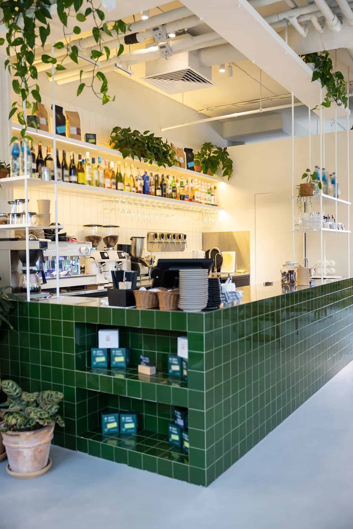 Built In Green Tile Coffee Counter