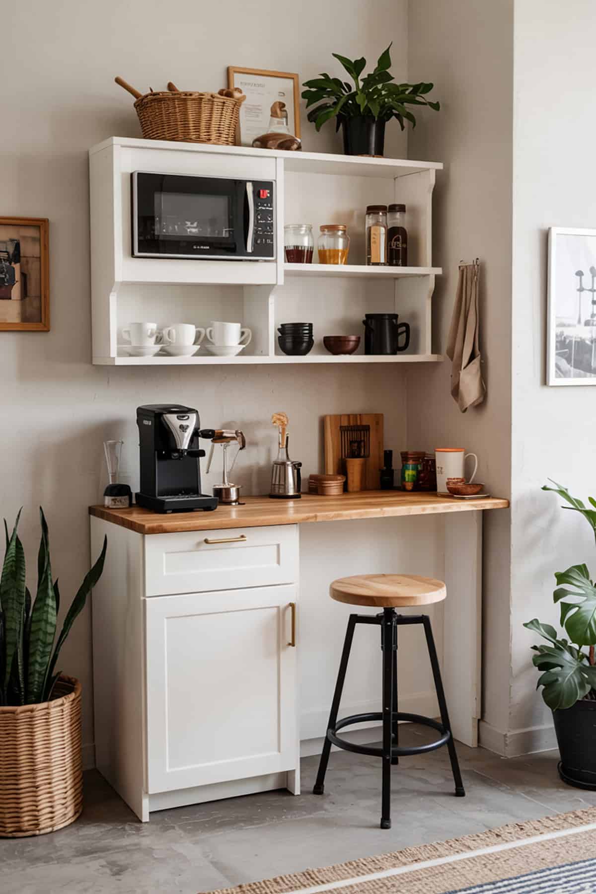Coffee Bar With Built In Stool and Tasting Area
