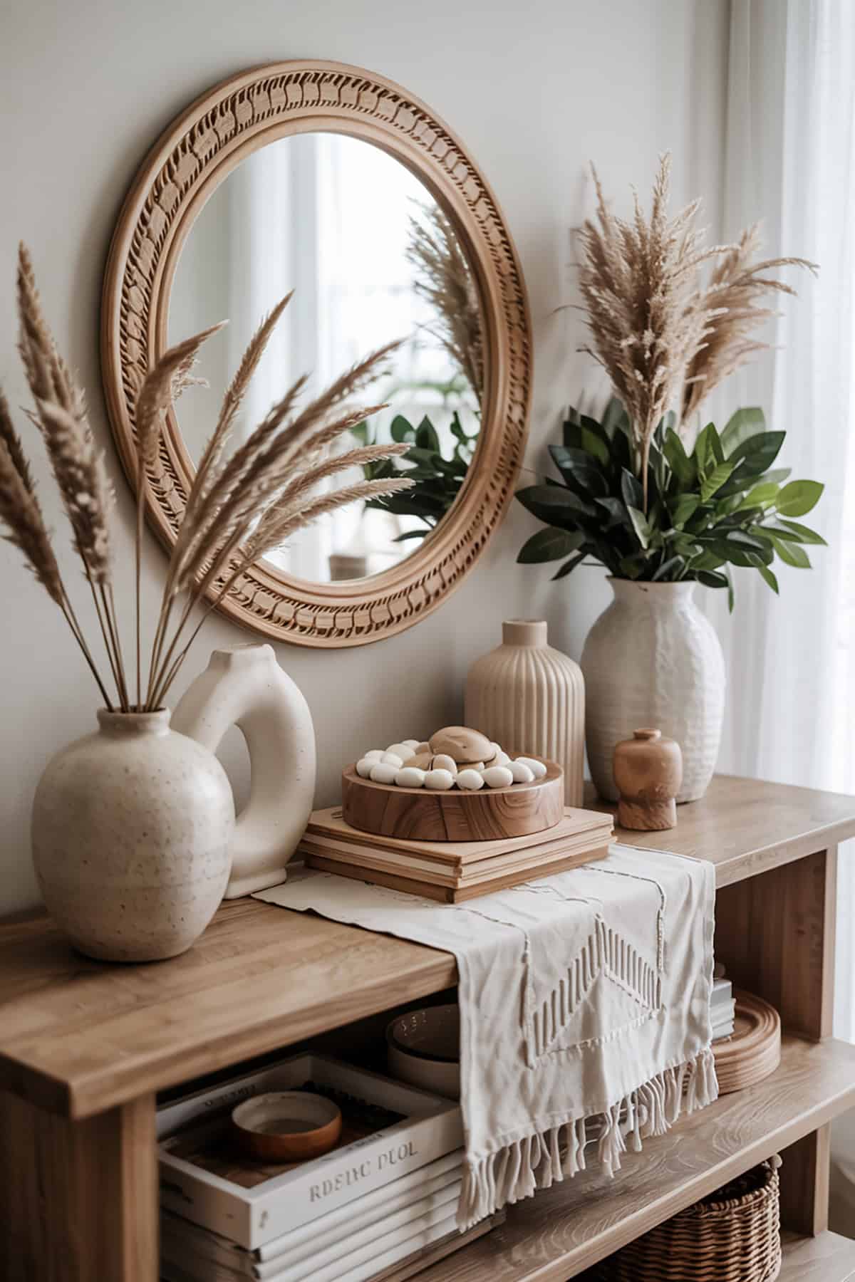 Console Table With Neutral Layers and Texture