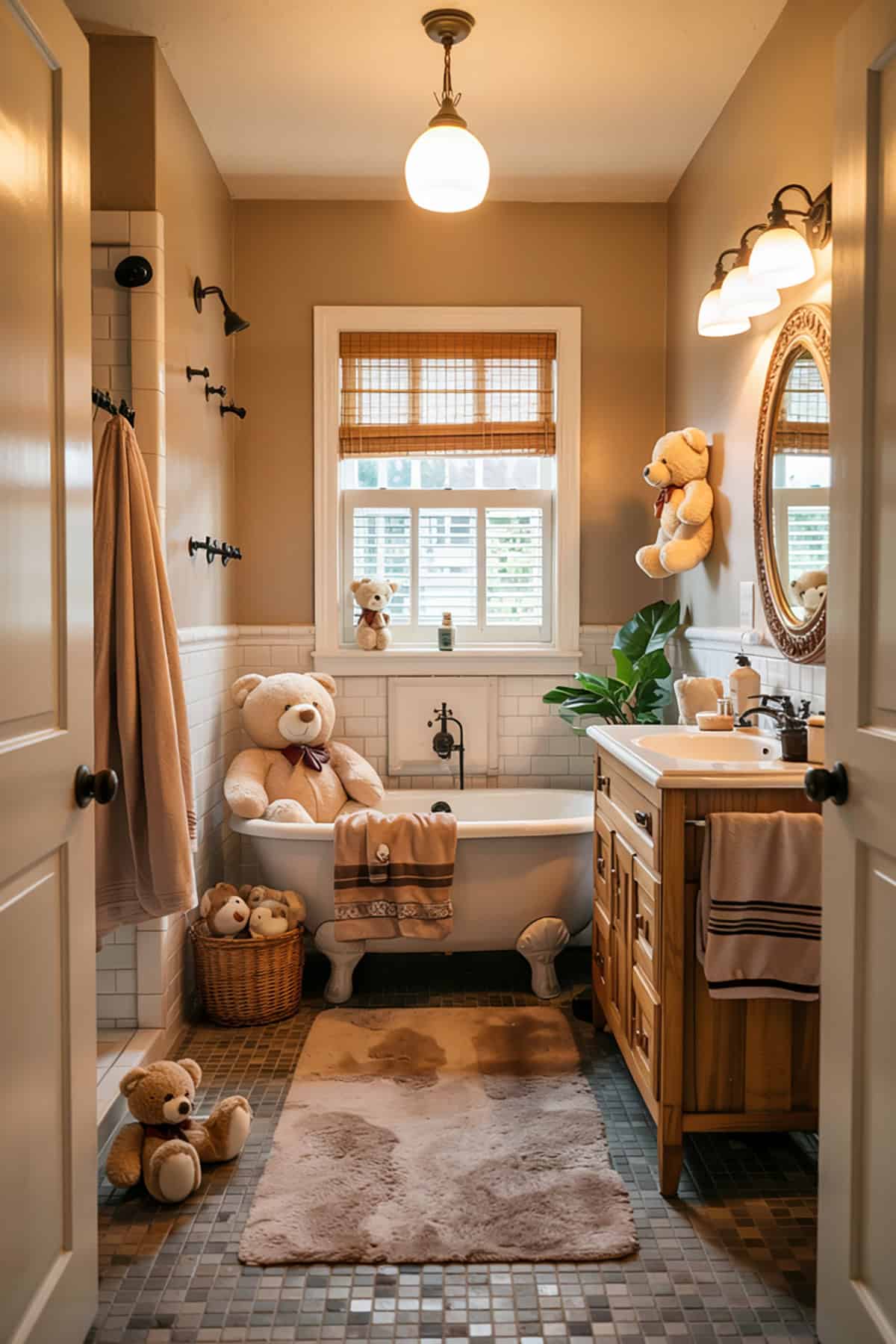 Cozy Bathroom With Teddy Bear Themed Accessories
