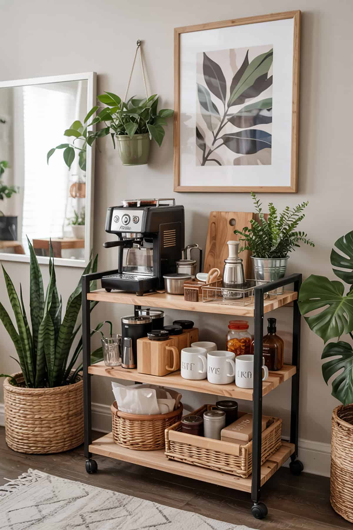 DIY Rolling Coffee Bar Cart