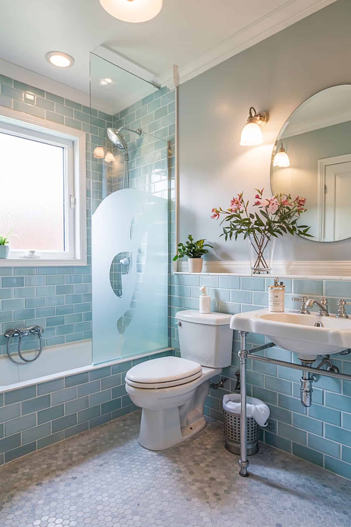 Ice Blue Serenity with Frosted Glass Touches
