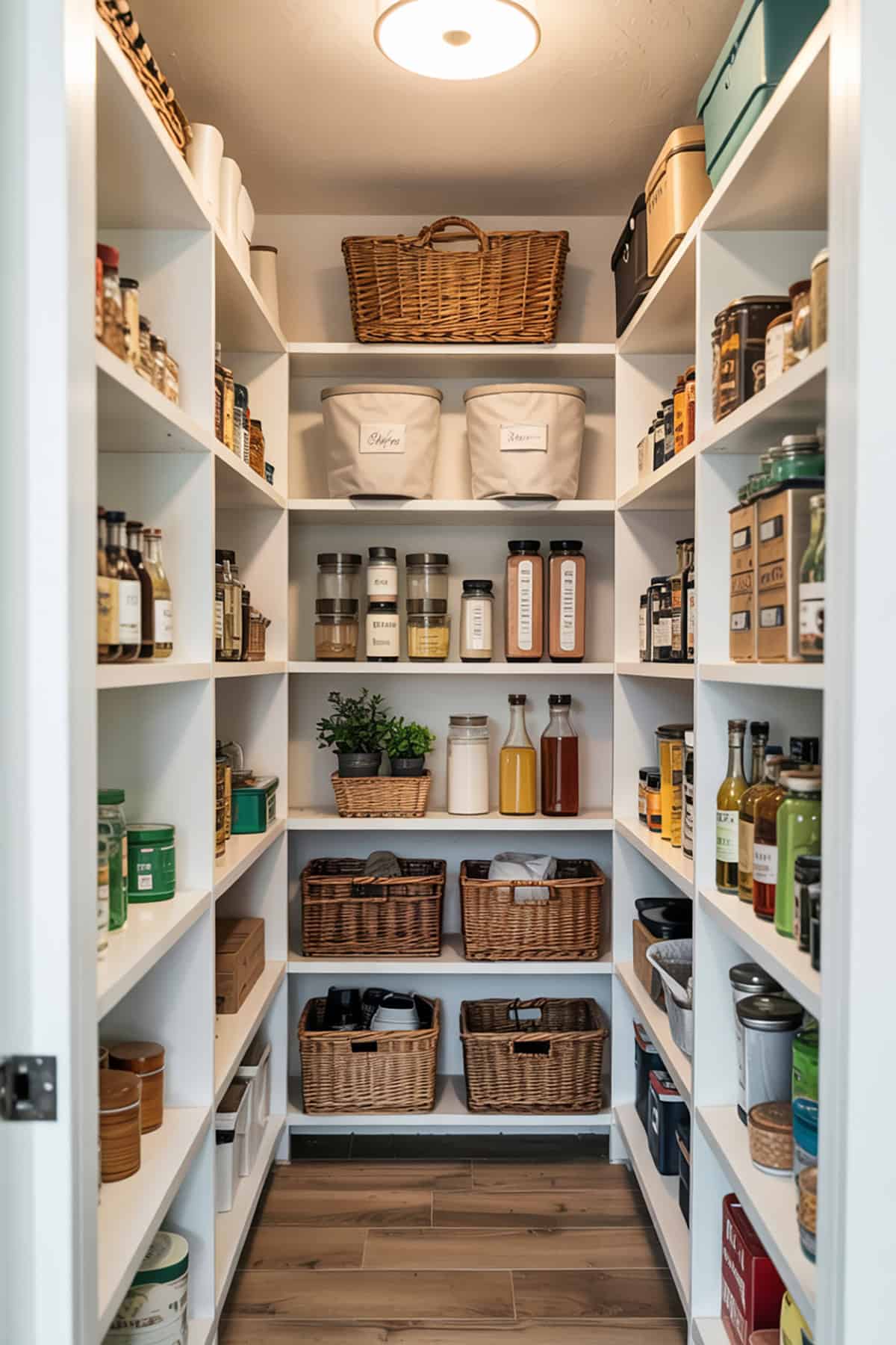 Narrow Walk In Pantry With Floor to Ceiling Storage