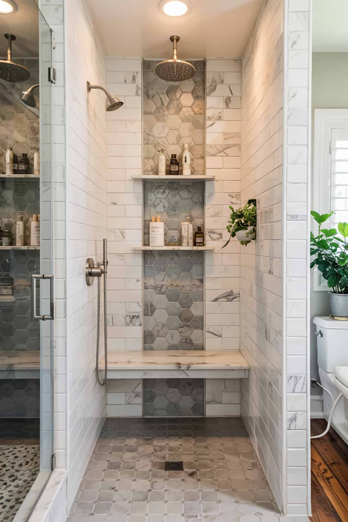 Narrow Walk In Shower With Vertical Bench