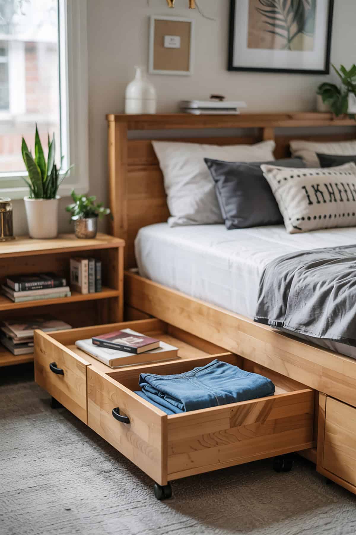 Rolling Under Bed Drawer With Casters