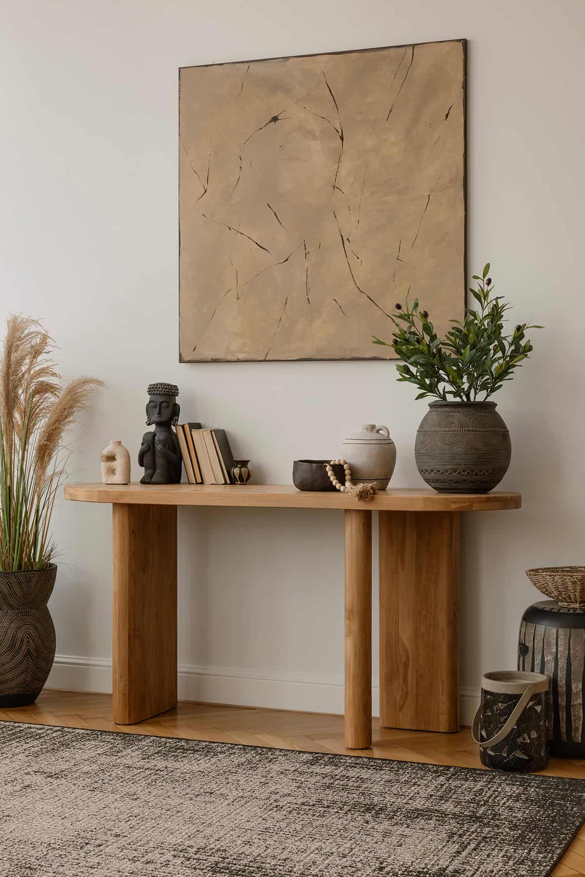Sculptural Decor on a Contemporary Console Table