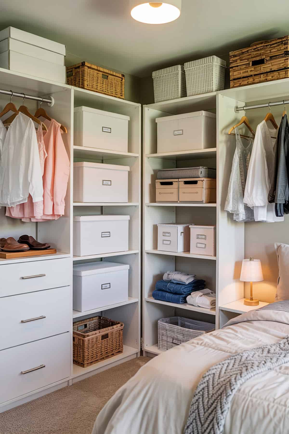 Stackable Storage Boxes in Closet Corners
