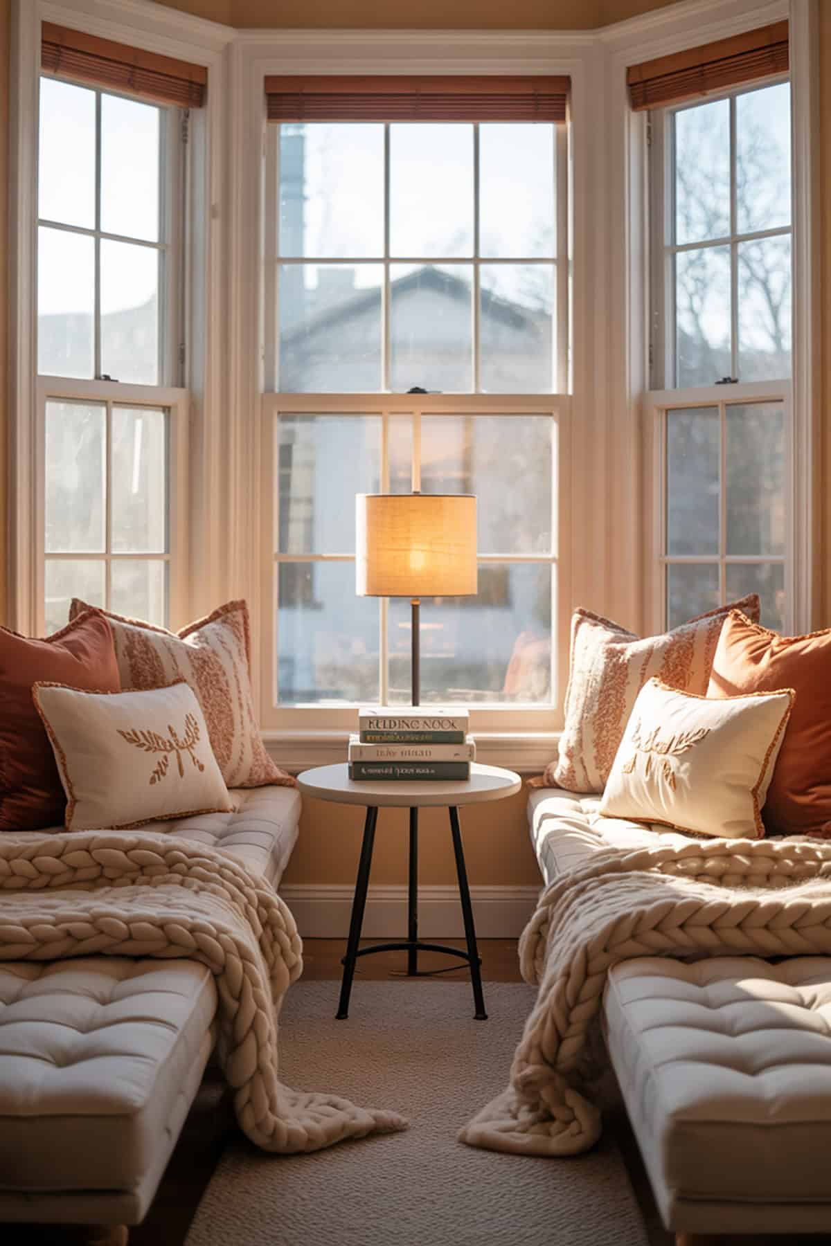 Two Beds Tucked into a Bay Window Area