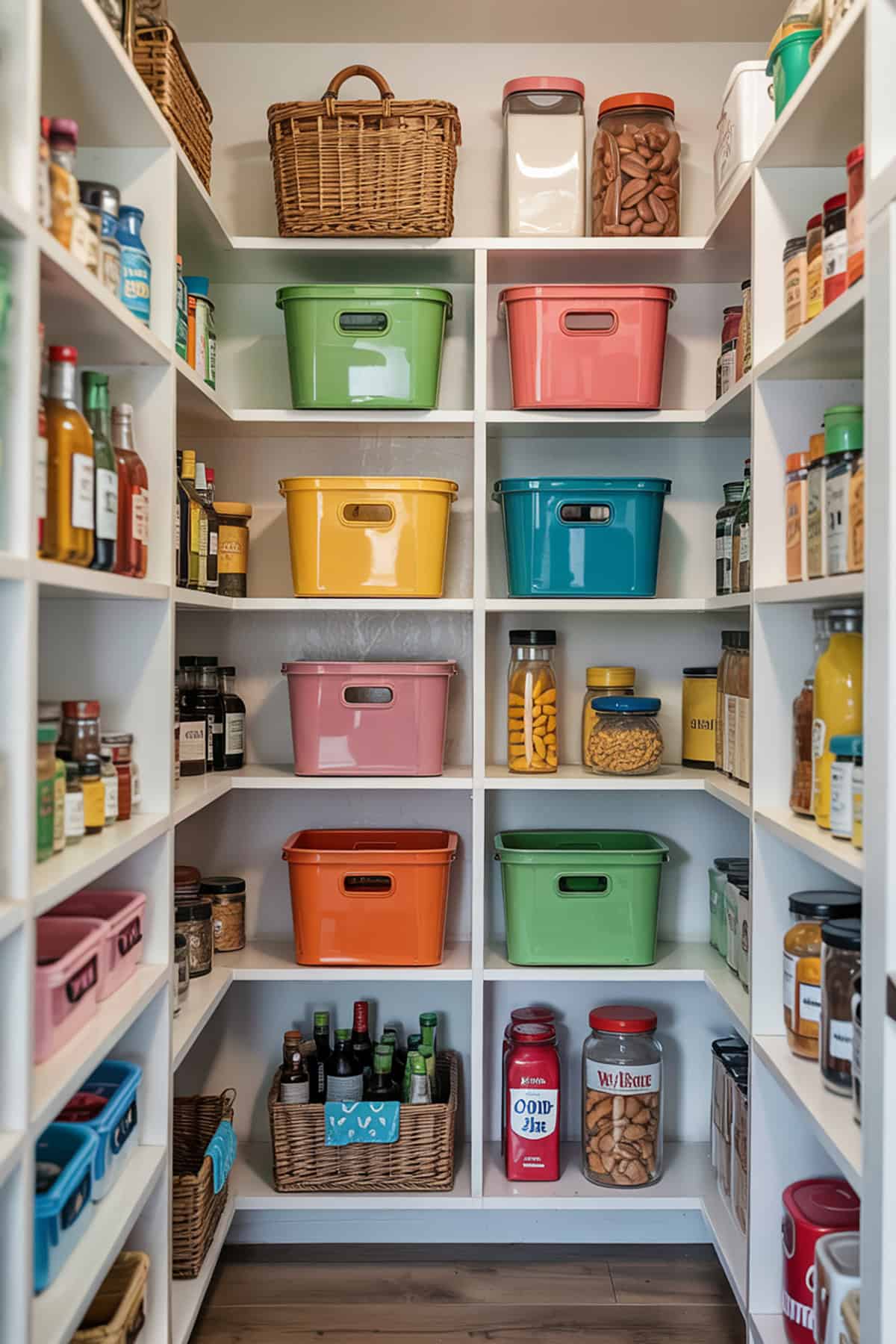 Walk In Pantry With Color Coded Storage