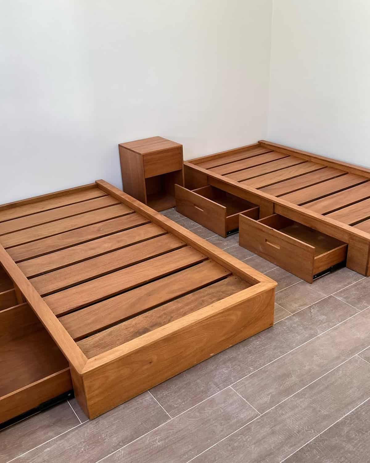 Bed Frame with Built In Drawers