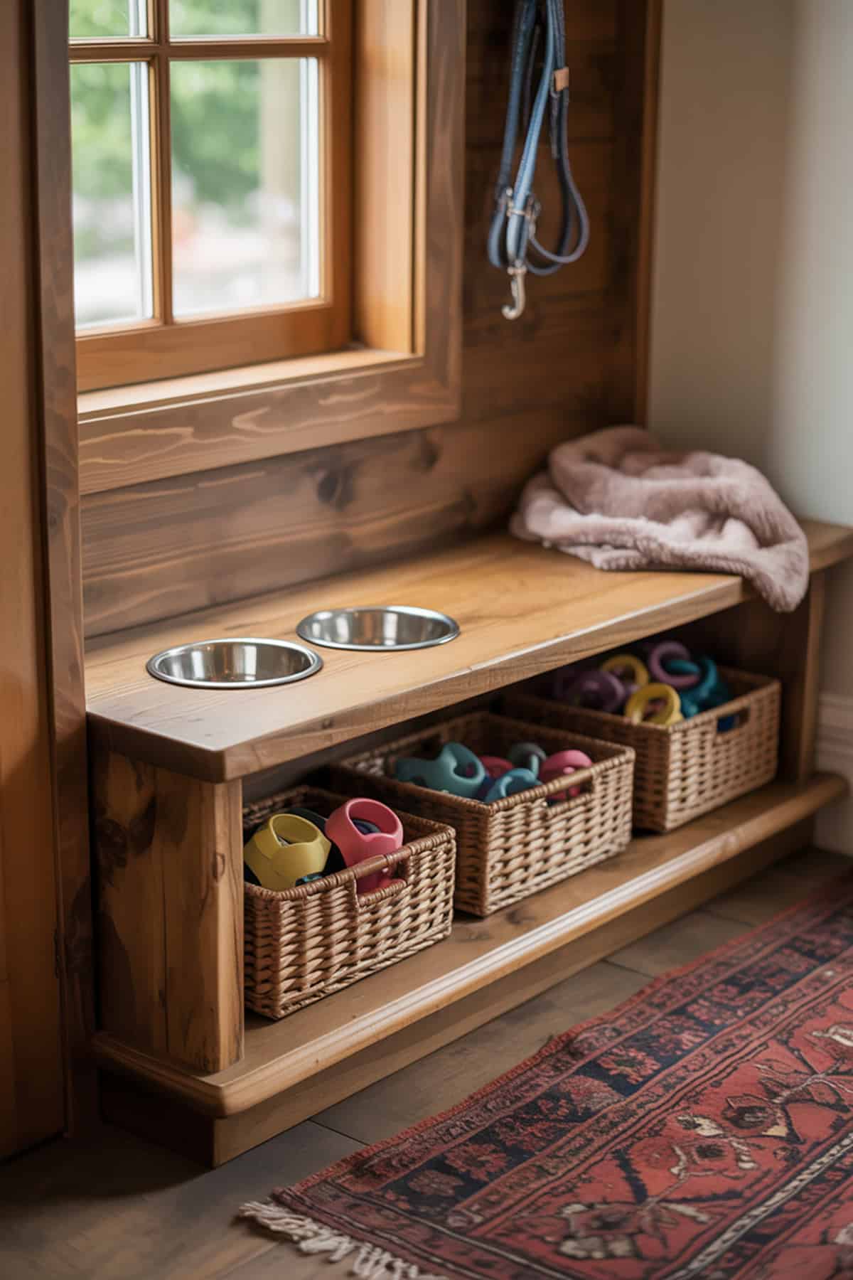 Bench With Built In Pet Station