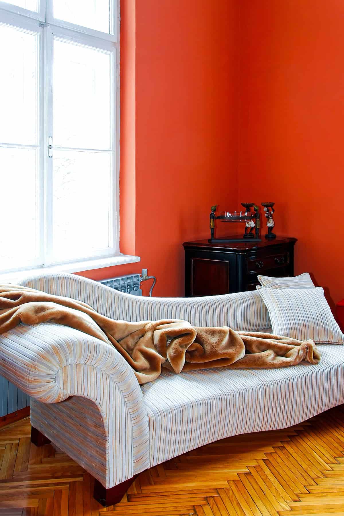 Bold Orange Corner with Retro Sofa