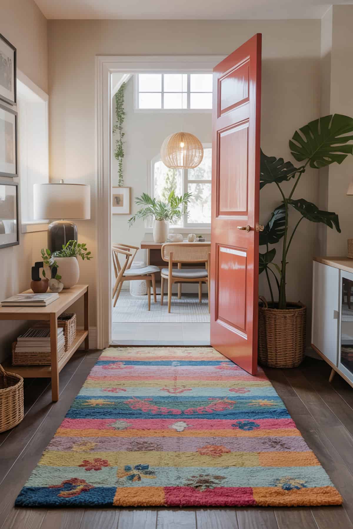 Bright Area Rug to Define Entry Zone