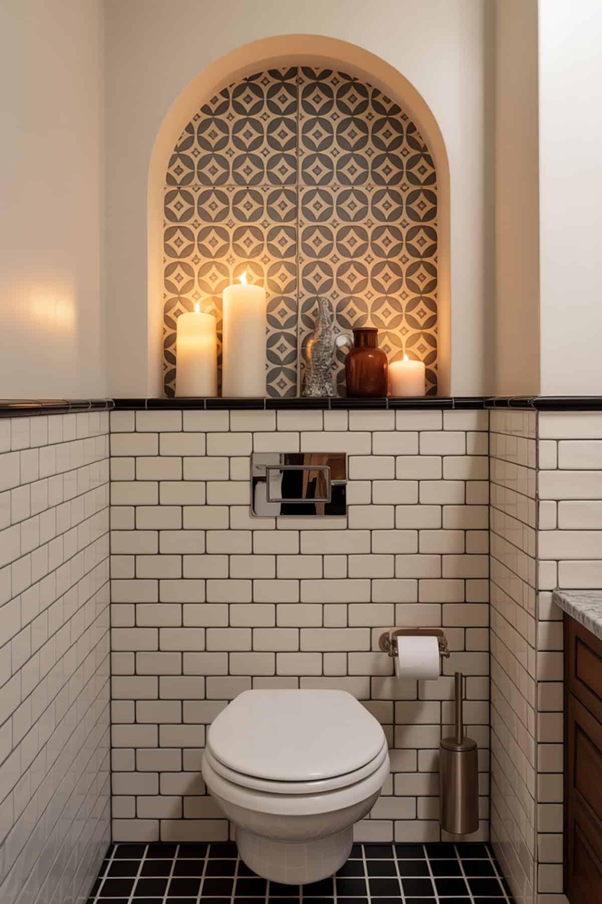 Built In Niche with Decorative Tile