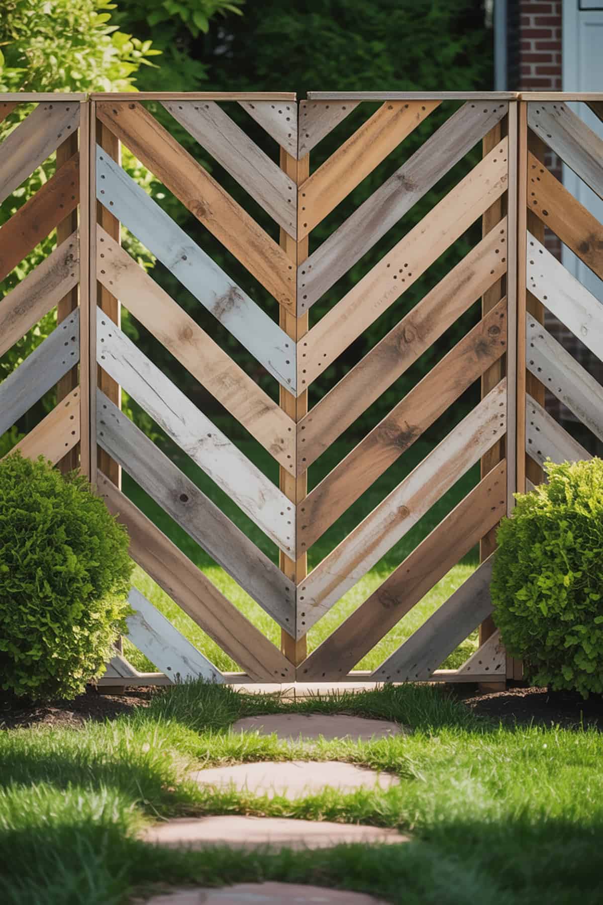 Chevron Pattern Pallet Fence