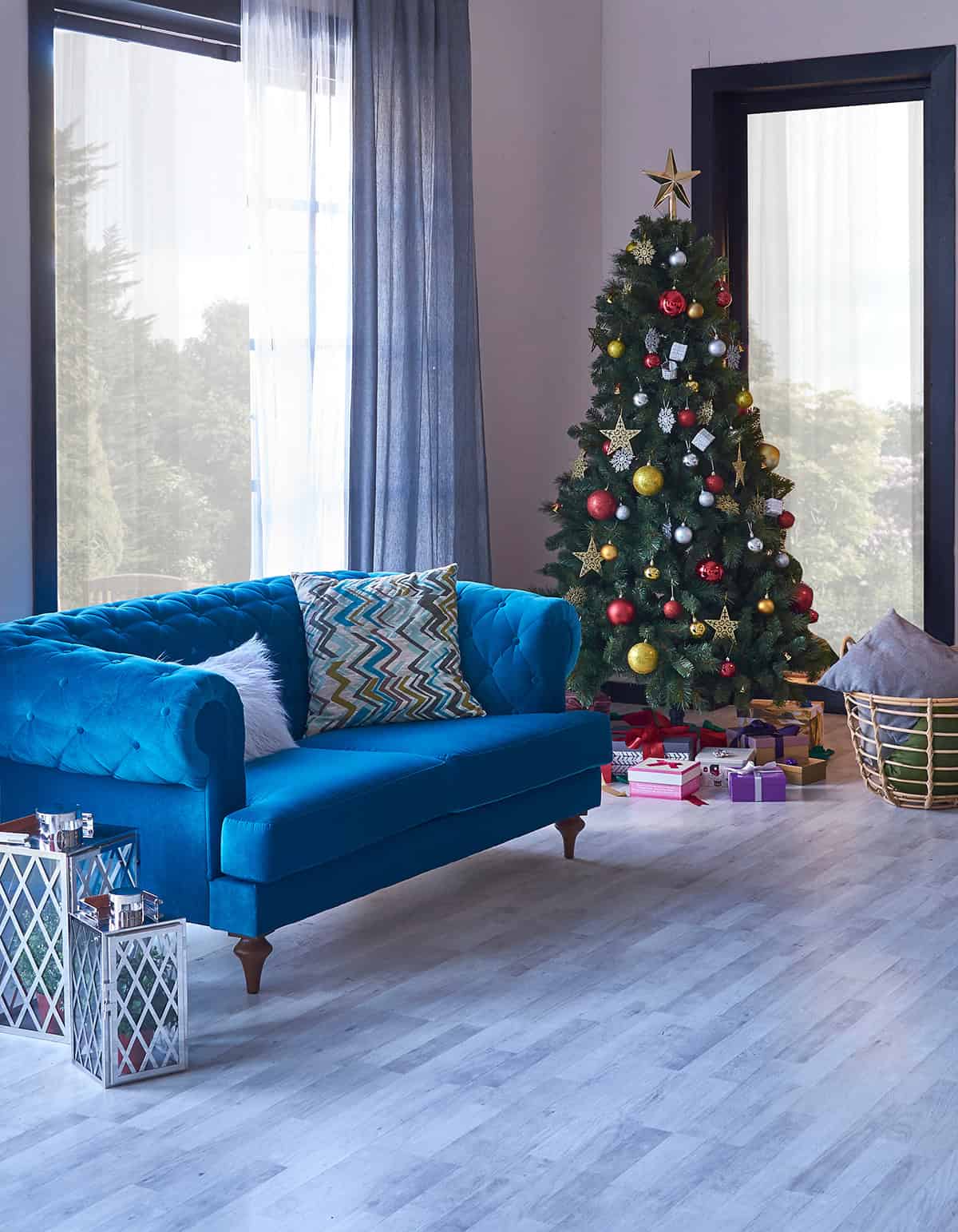 Christmas Corner in the Modern Living Room Concept