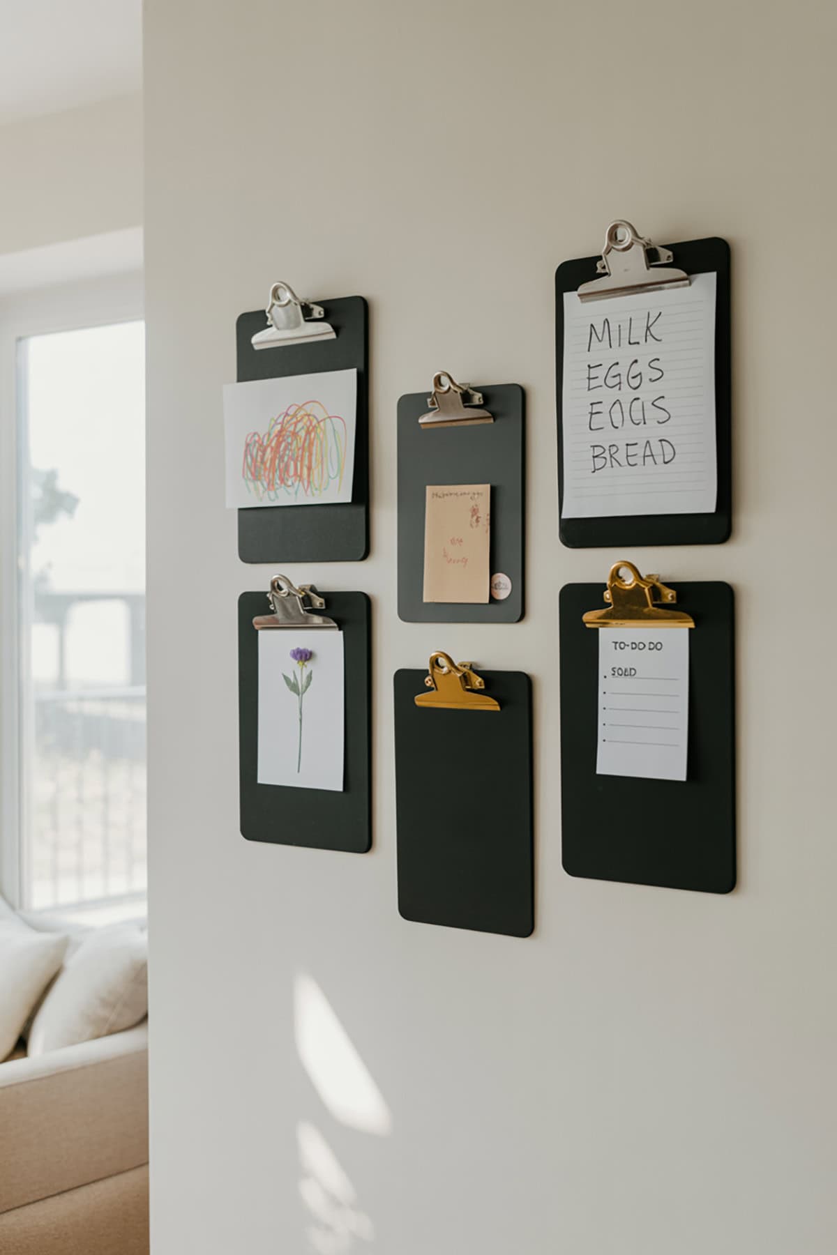 Clipboards as Wall Art and Organizers