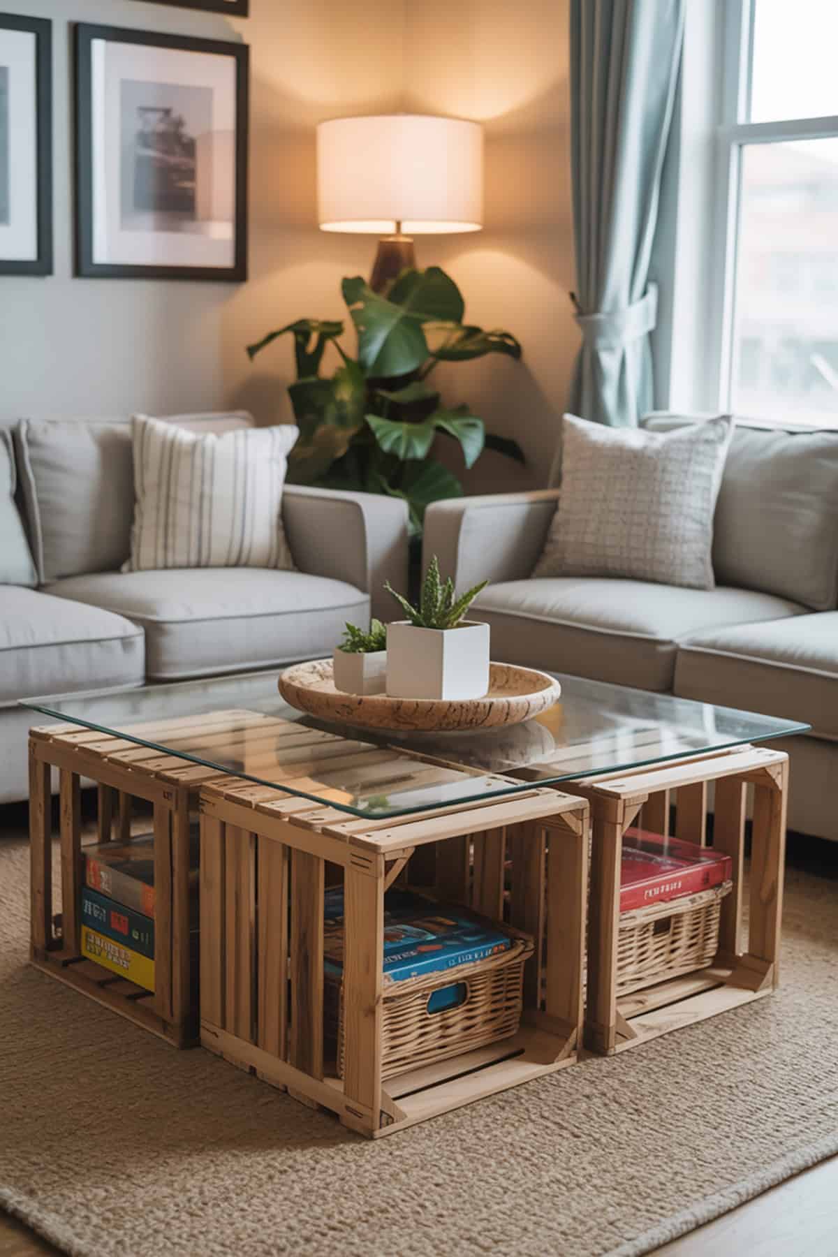 Coffee Table With Open Crate Storage