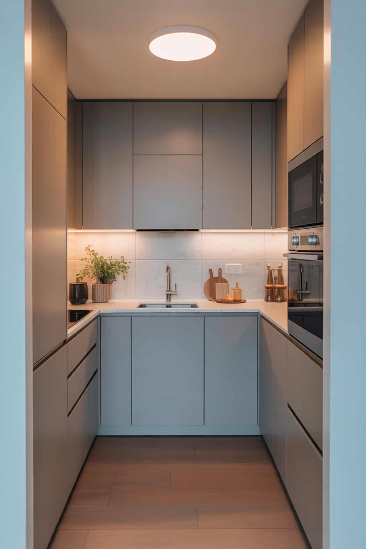 Compact U Shaped Kitchen for Apartments