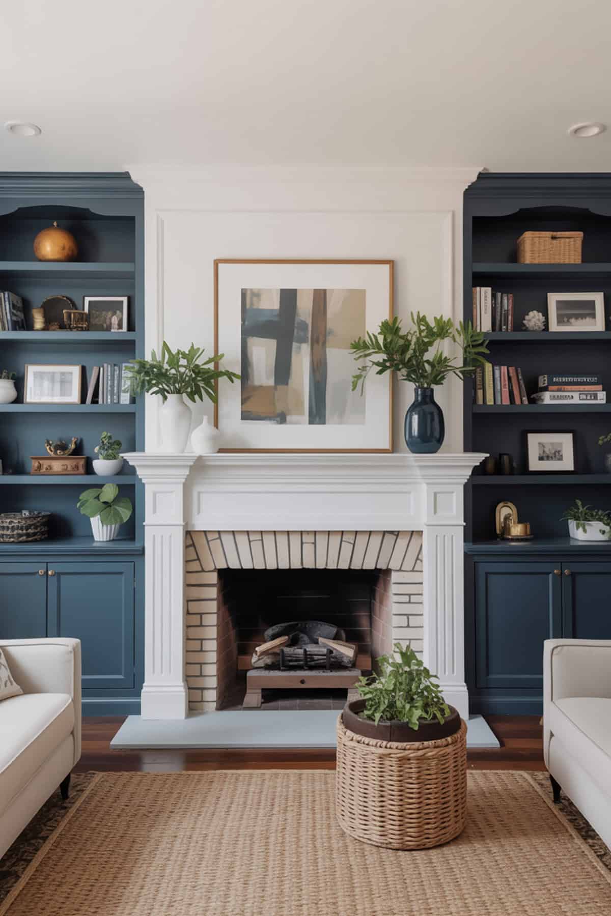 Contrasting Built Ins With Bold Color