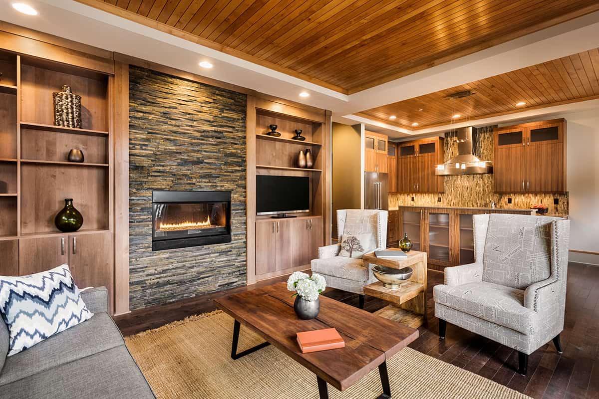 Cozy Family Room with Slate Fireplace