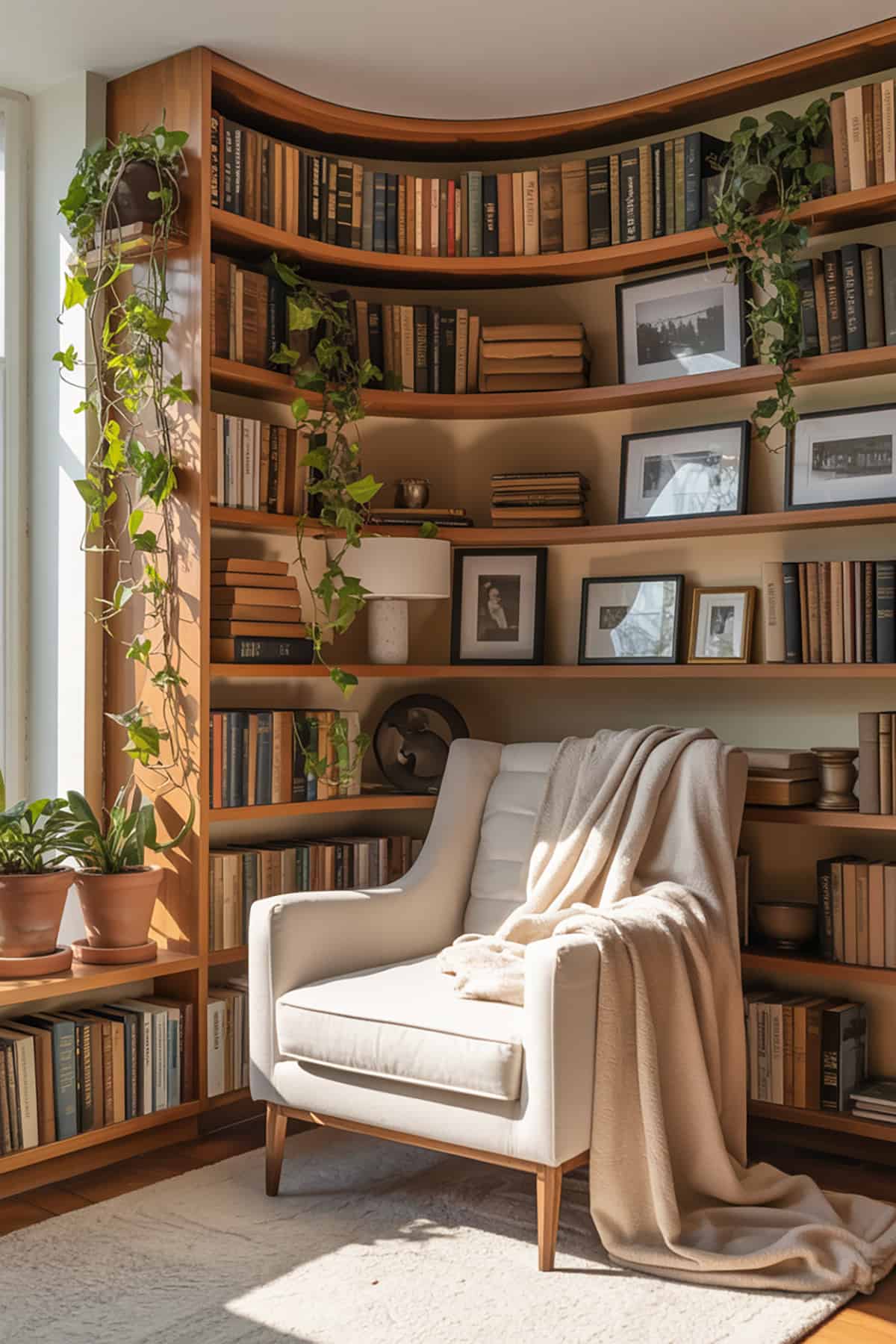 Curved Bookshelf Nook
