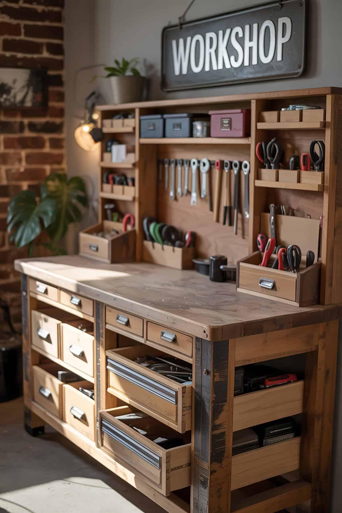 Custom Workbench With Storage Drawers