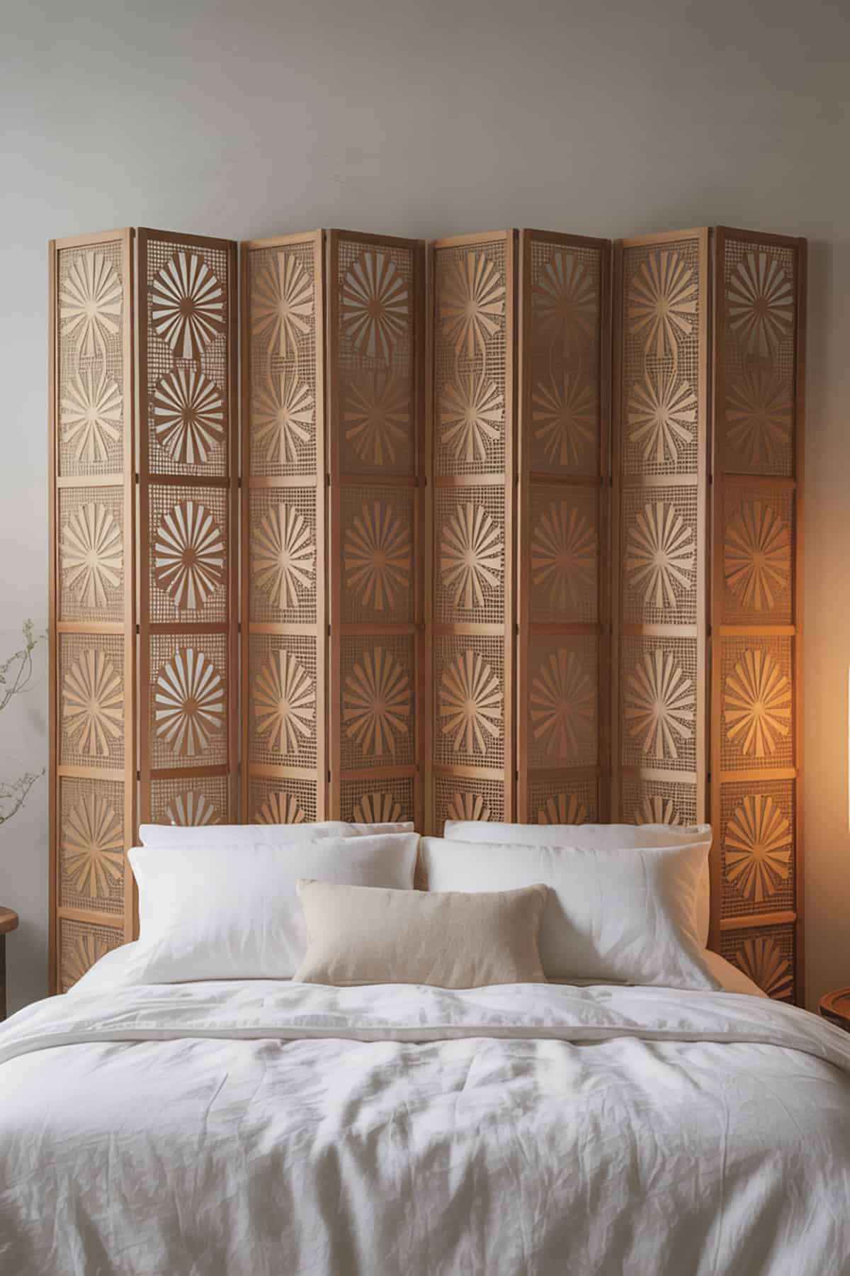 Decorative Folding Screen as Headboard Substitute