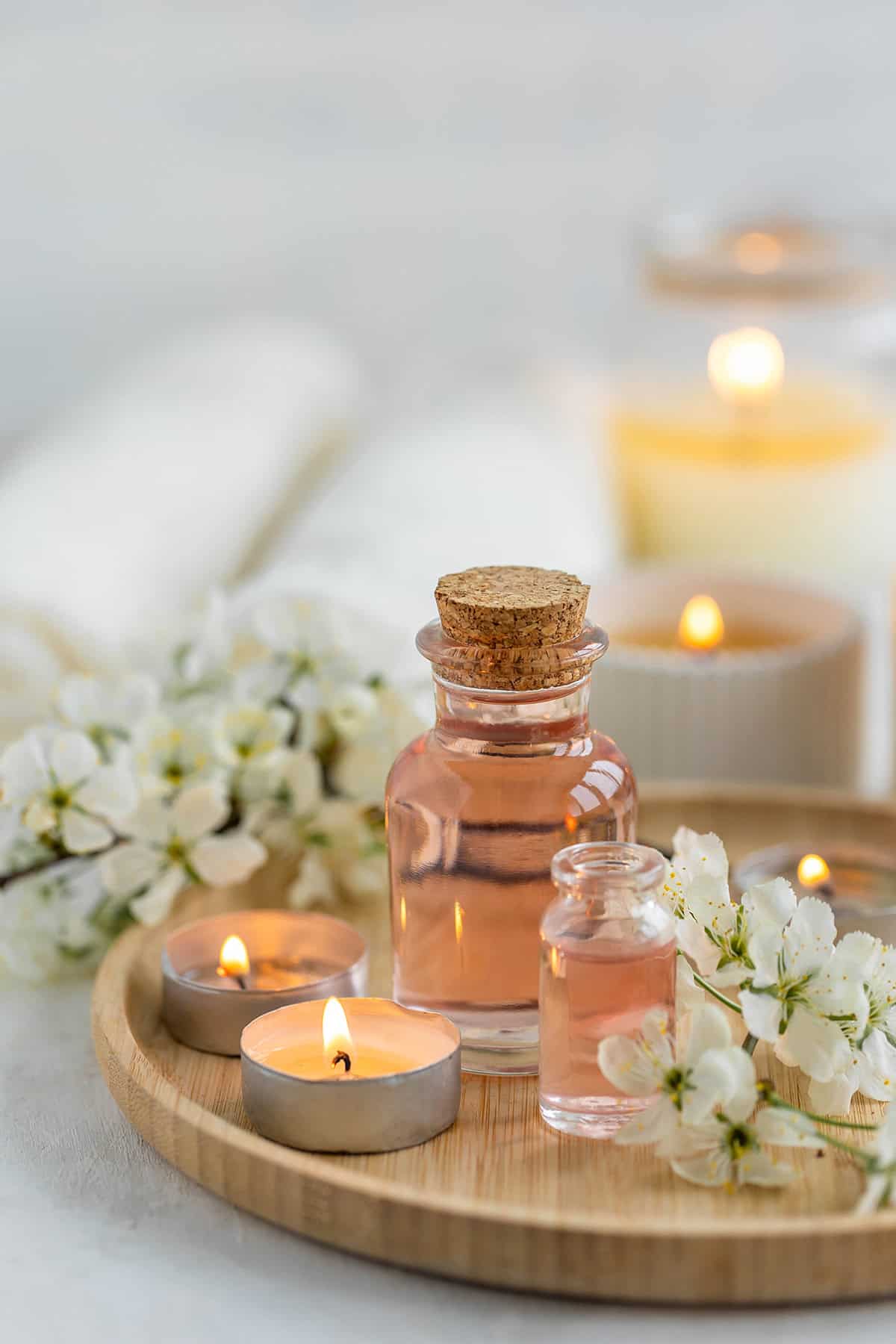 Floral and Candle Spa Vignette