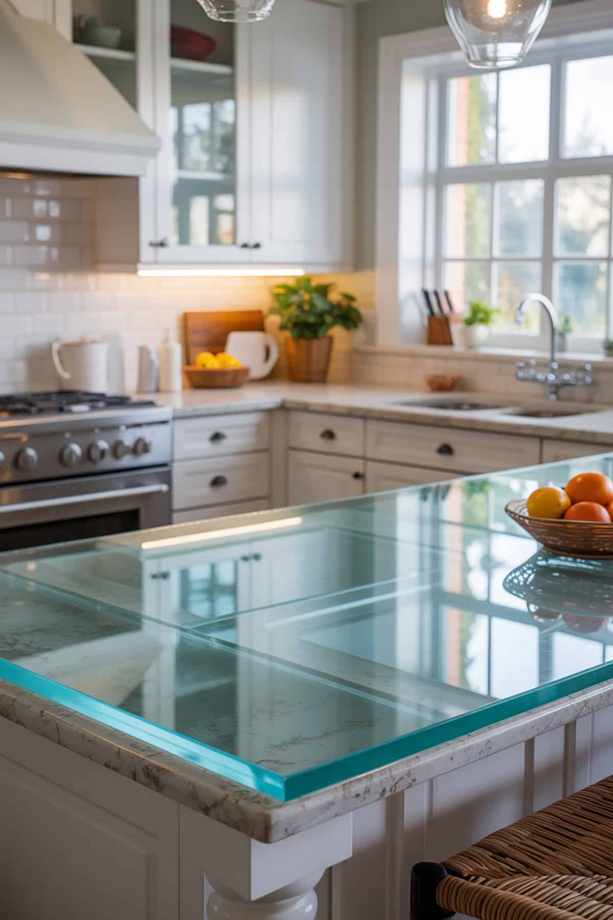 Glass Countertop for Light and Reflection