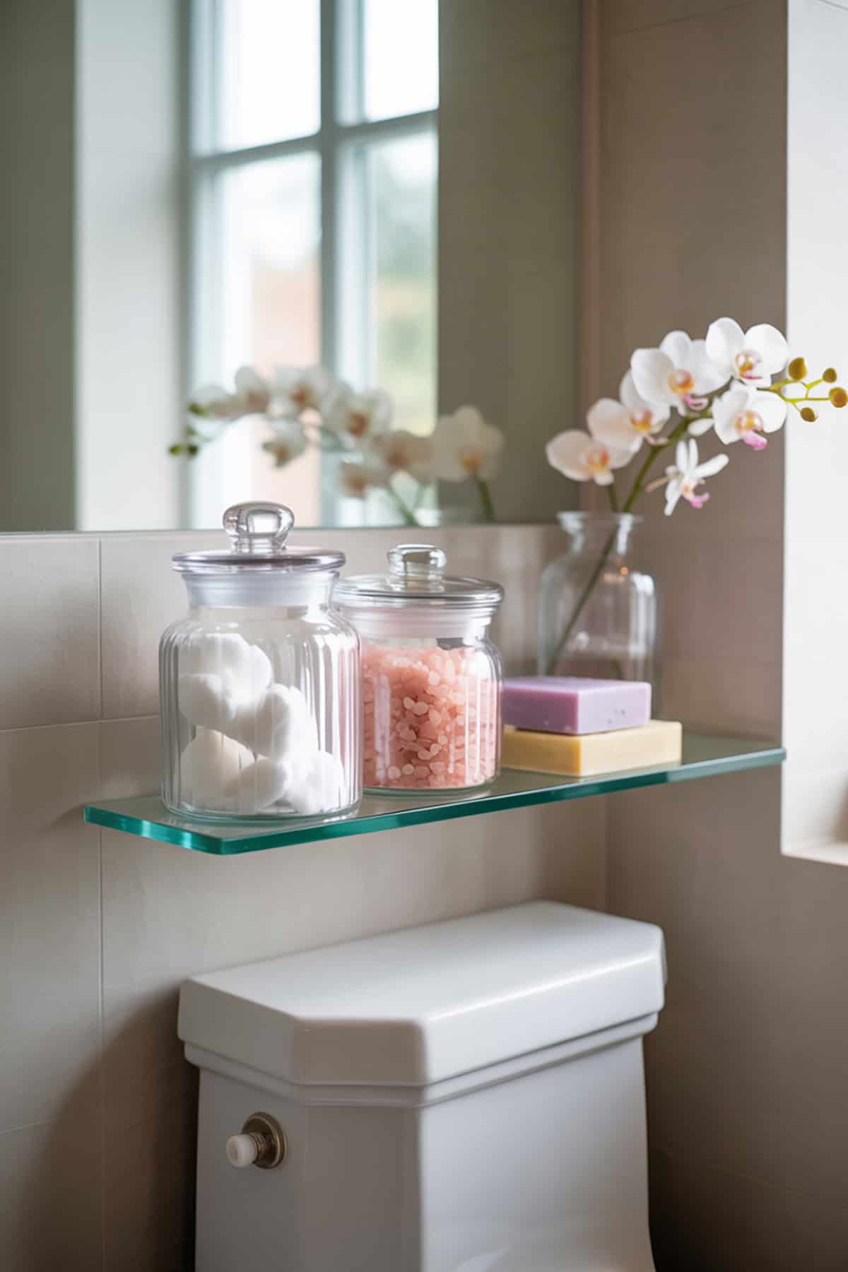 Glass Shelf With Spa Jars