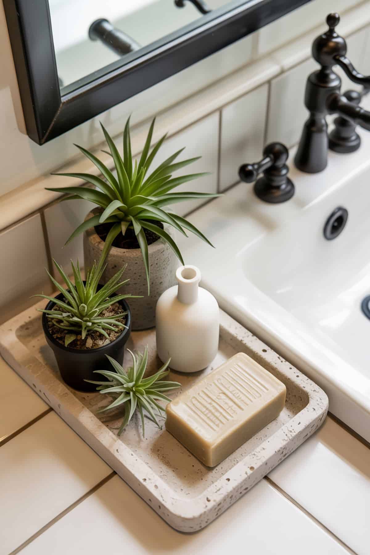 Greenery and Stone Tray