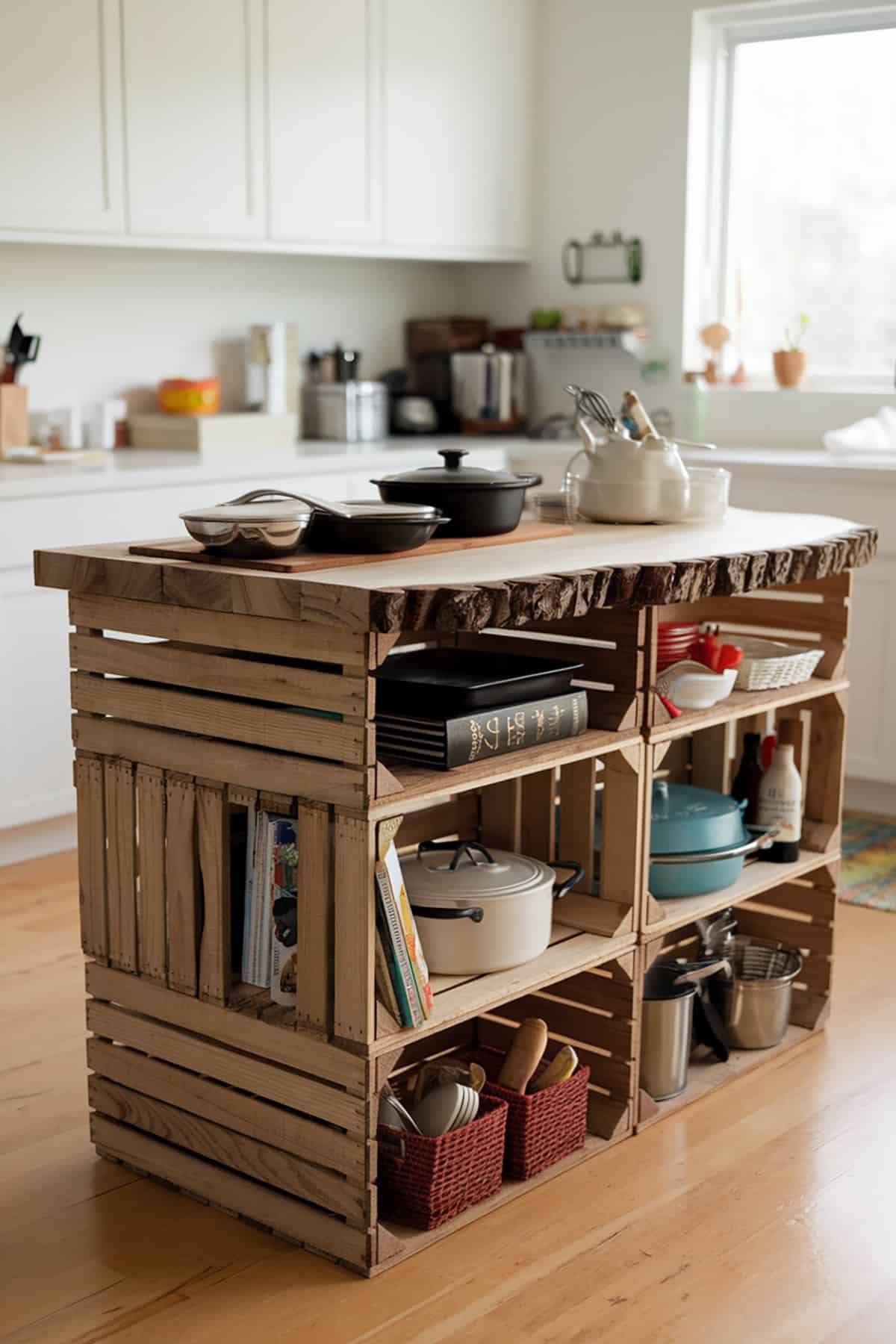 Kitchen Island With Crate Shelves