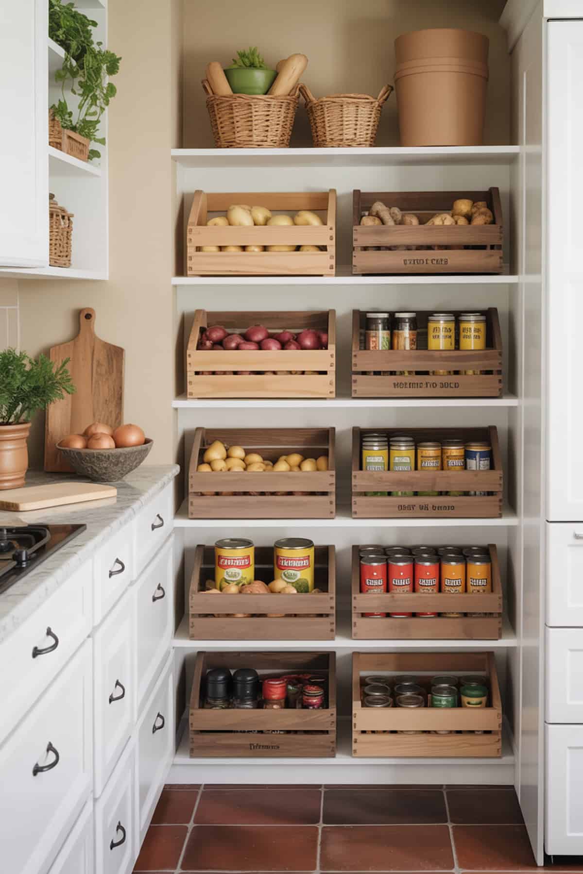 Kitchen Pantry Organizer with Crates