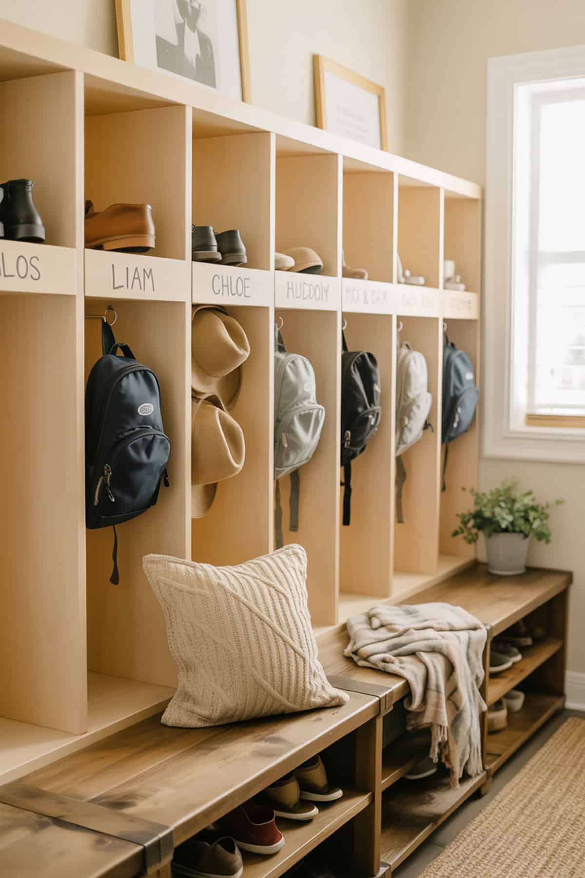 Labeled Cubbies for Each Family Member