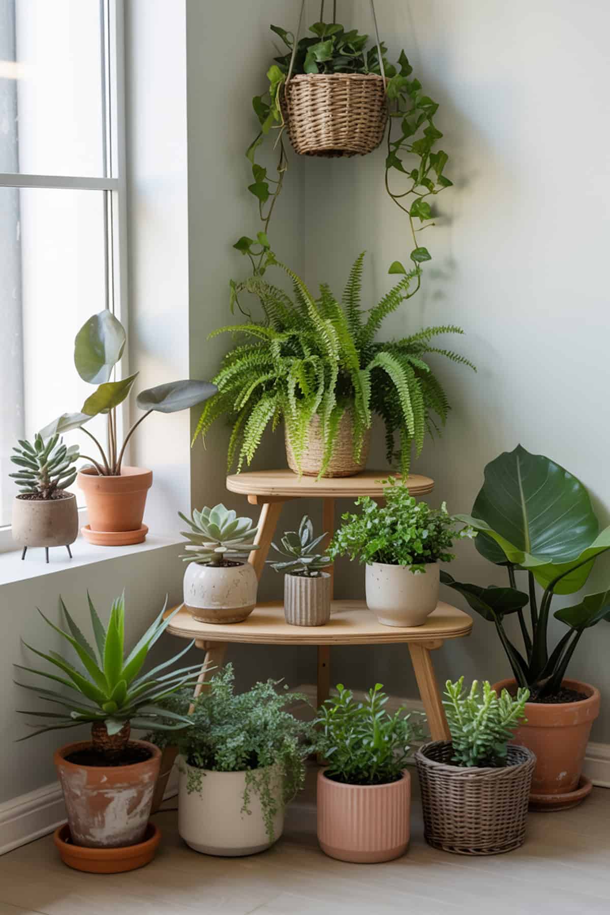 Miniature Indoor Garden in living room corner