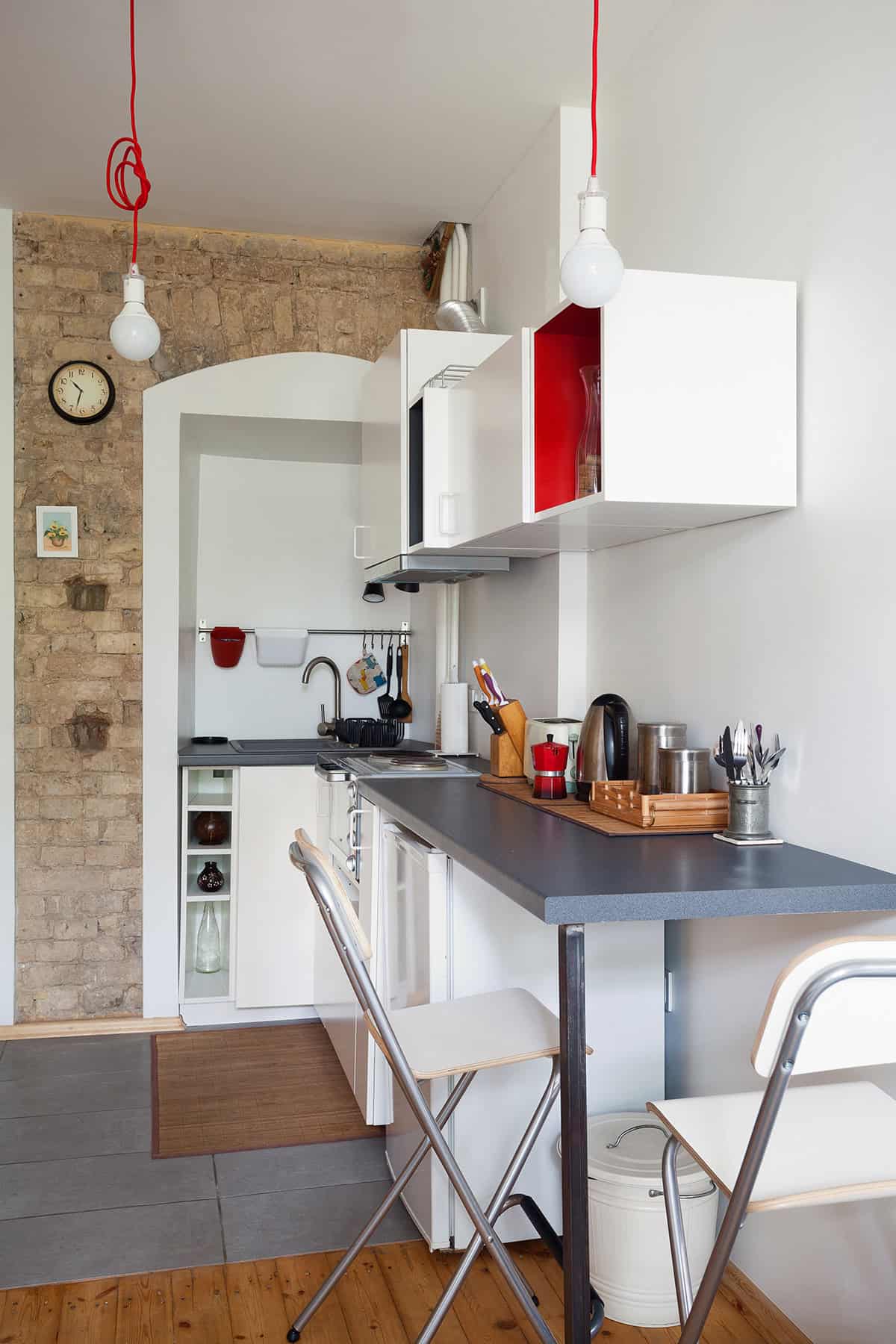 Minimalist Open Kitchen with Vertical Storage
