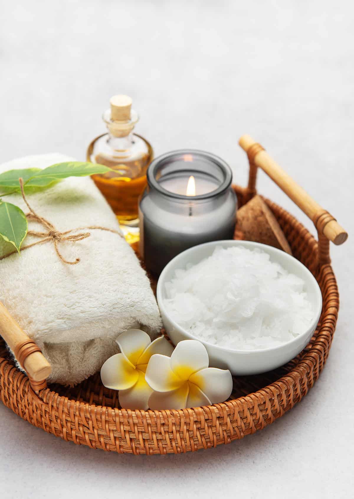 Natural Spa Tray With Candlelight