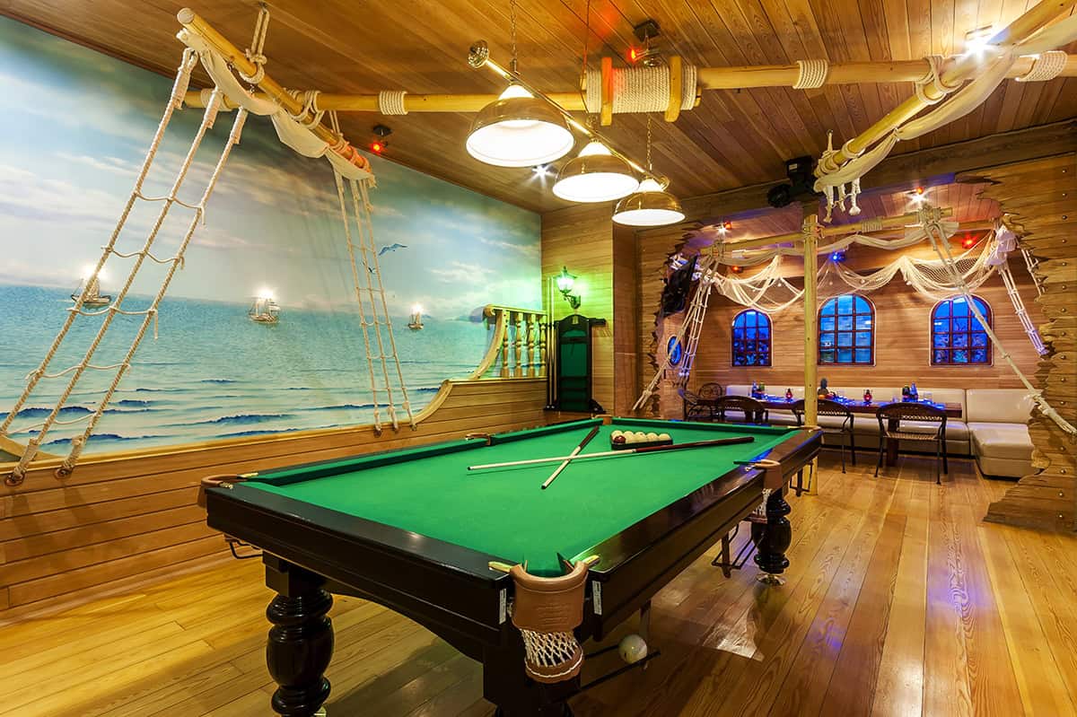 Nautical Billiards Room with Ship Decor