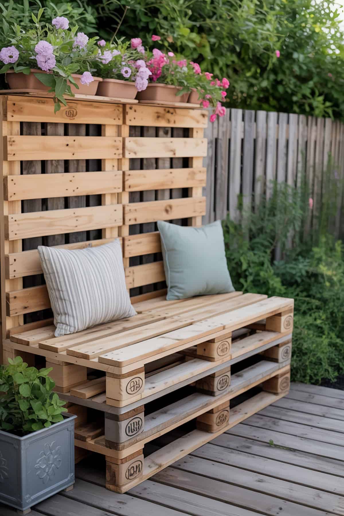 Pallet Fence With Built In Bench