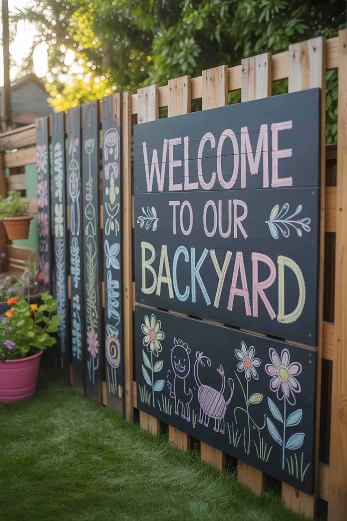 Pallet Fence With Chalkboard Panels