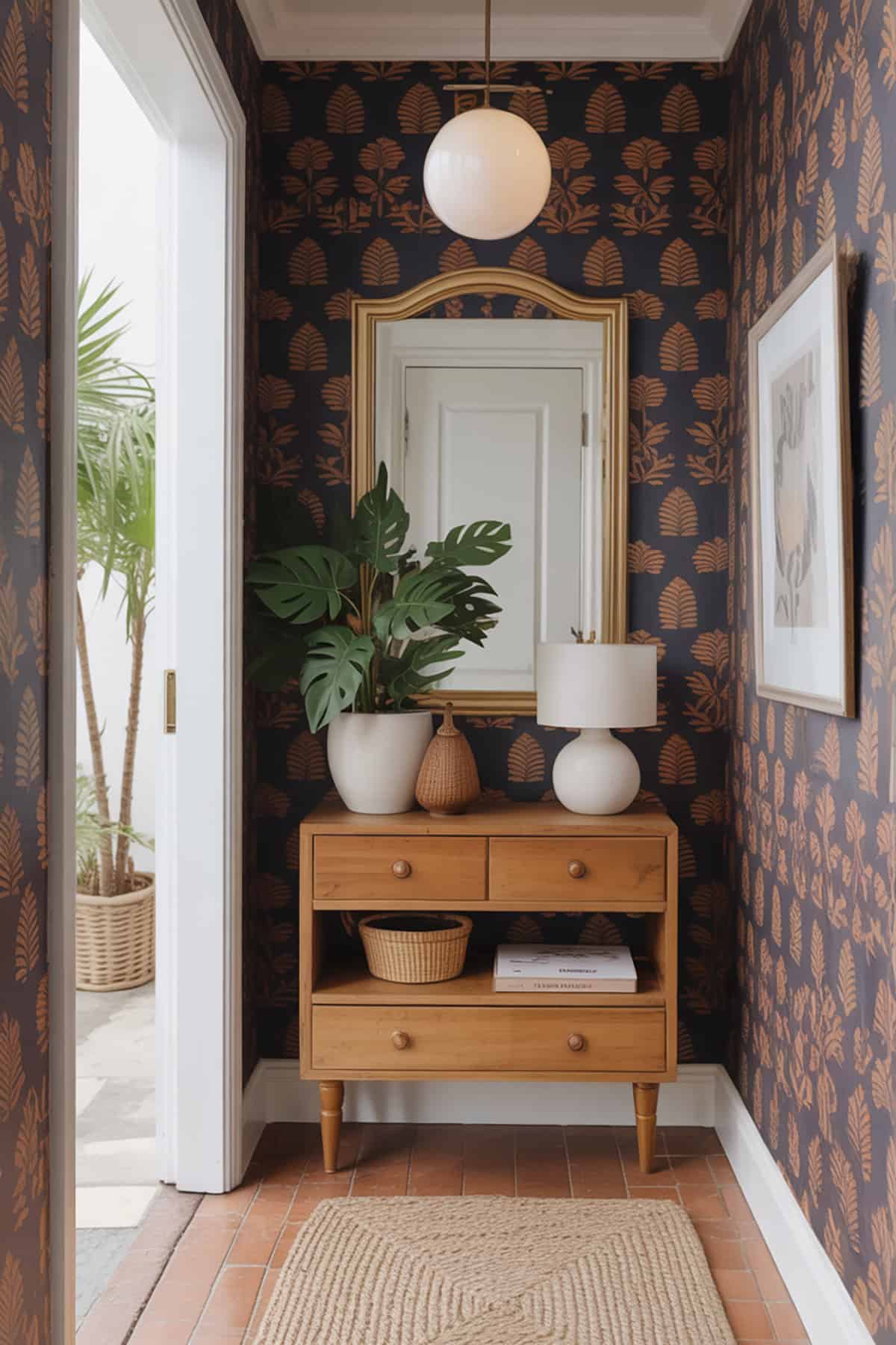 Patterned Wallpaper Accent Wall