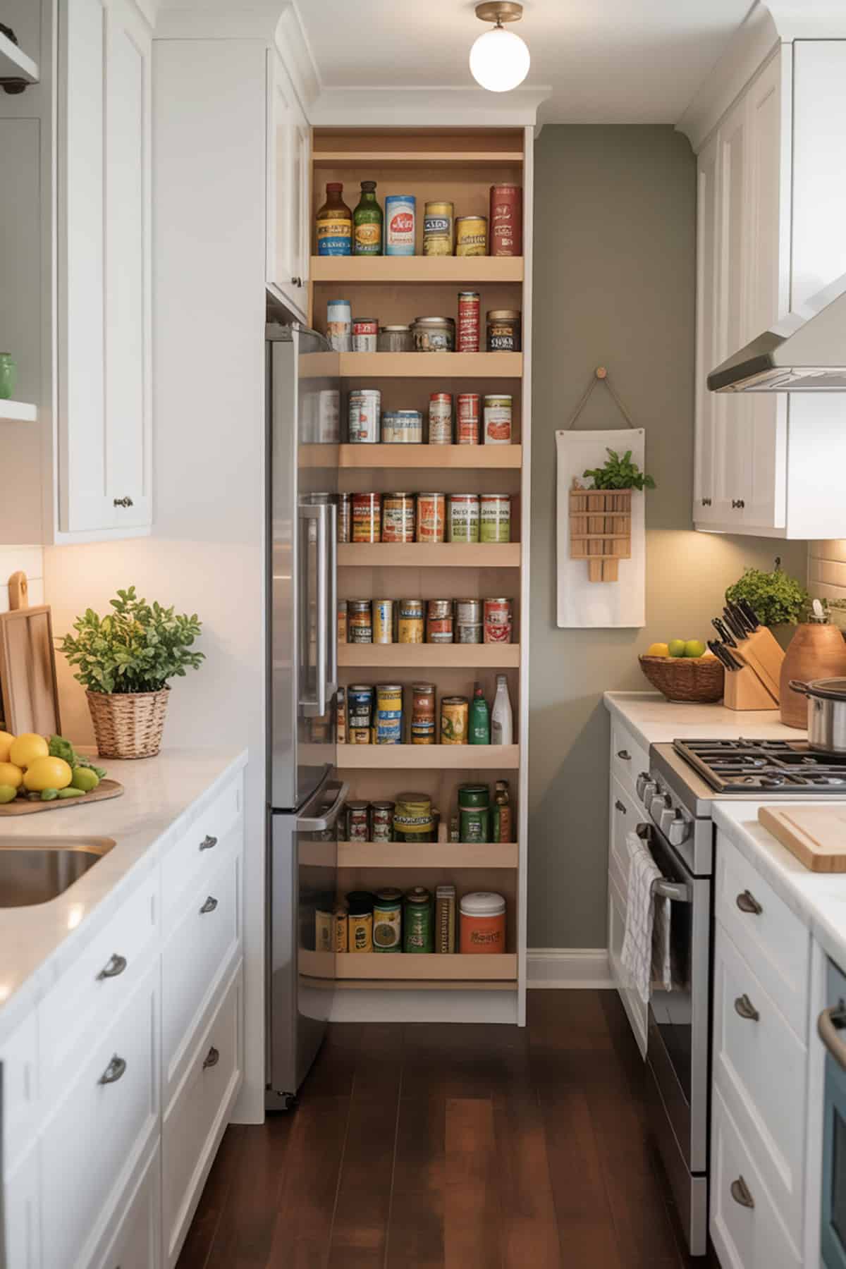 Pull Out Pantry for Galley Kitchen Storage