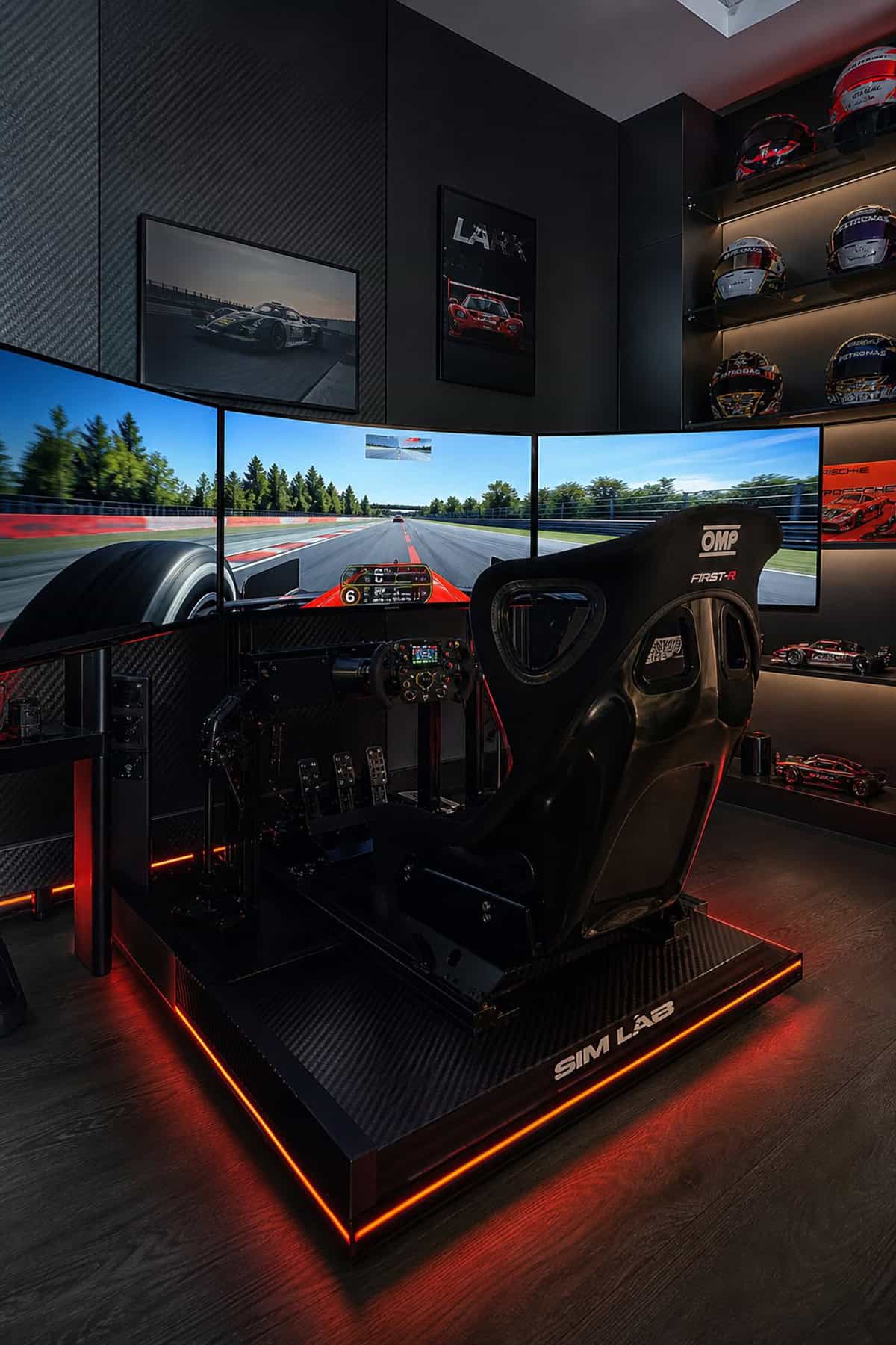 Racing Simulator Corner With Panoramic Screens