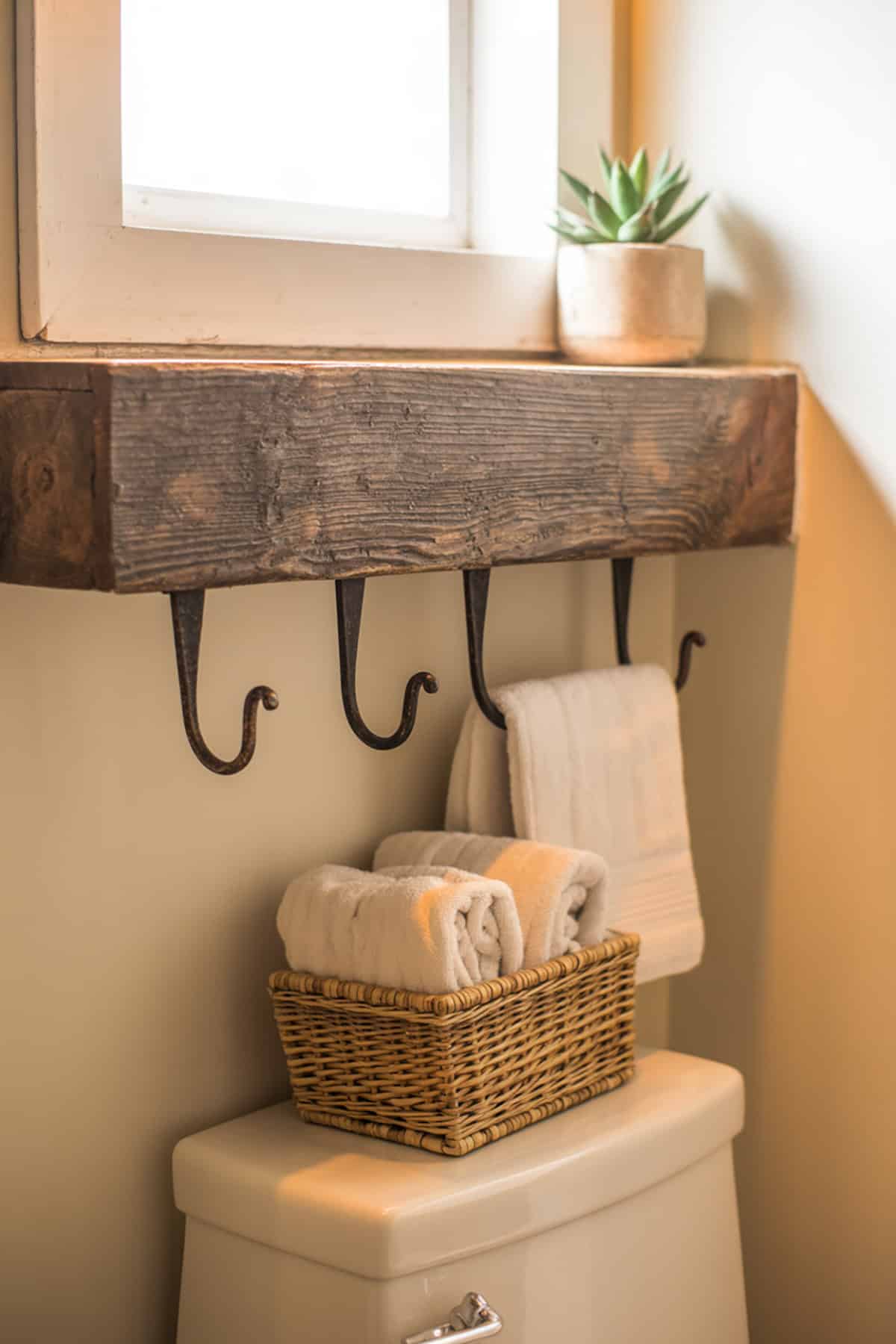 Reclaimed Wood Shelf With Hooks